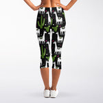 Cactus And Llama Pattern Print Women's Capri Leggings