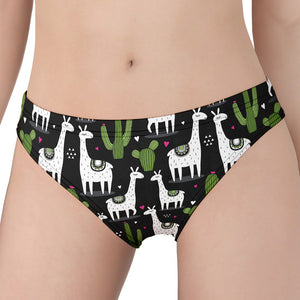 Cactus And Llama Pattern Print Women's Panties