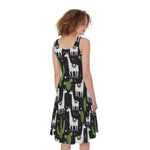 Cactus And Llama Pattern Print Women's Sleeveless Dress
