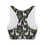 Cactus And Llama Pattern Print Women's Sports Bra