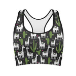 Cactus And Llama Pattern Print Women's Sports Bra