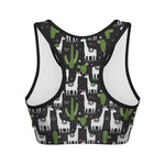 Cactus And Llama Pattern Print Women's Sports Bra