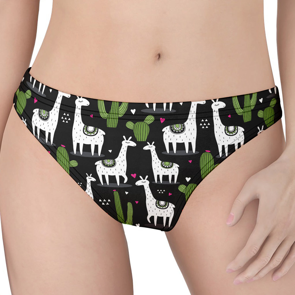 Cactus And Llama Pattern Print Women's Thong