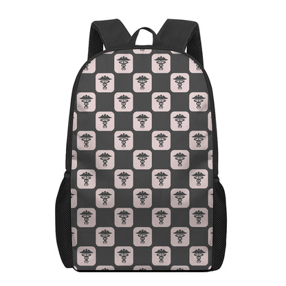 Caduceus Pattern Print 17 Inch Backpack