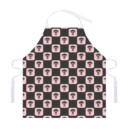 Caduceus Pattern Print Adjustable Apron