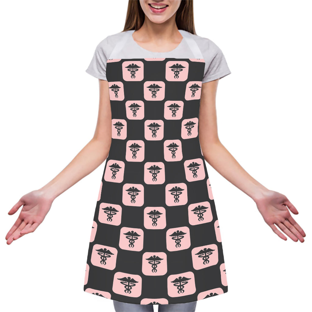 Caduceus Pattern Print Adjustable Apron