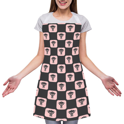 Caduceus Pattern Print Adjustable Apron