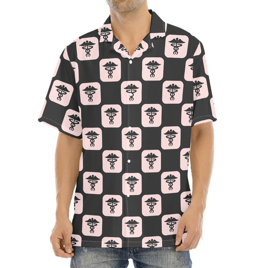 Caduceus Pattern Print Aloha Shirt