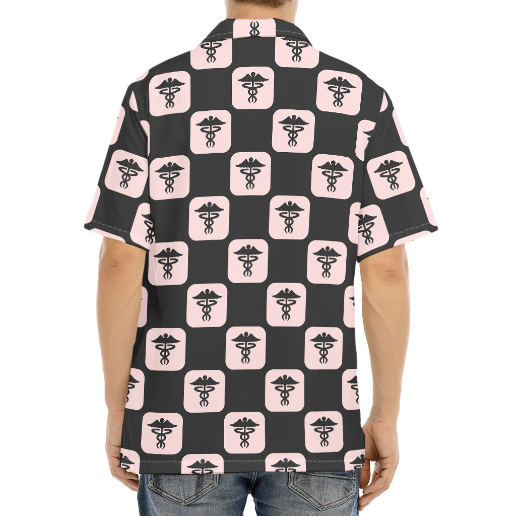 Caduceus Pattern Print Aloha Shirt