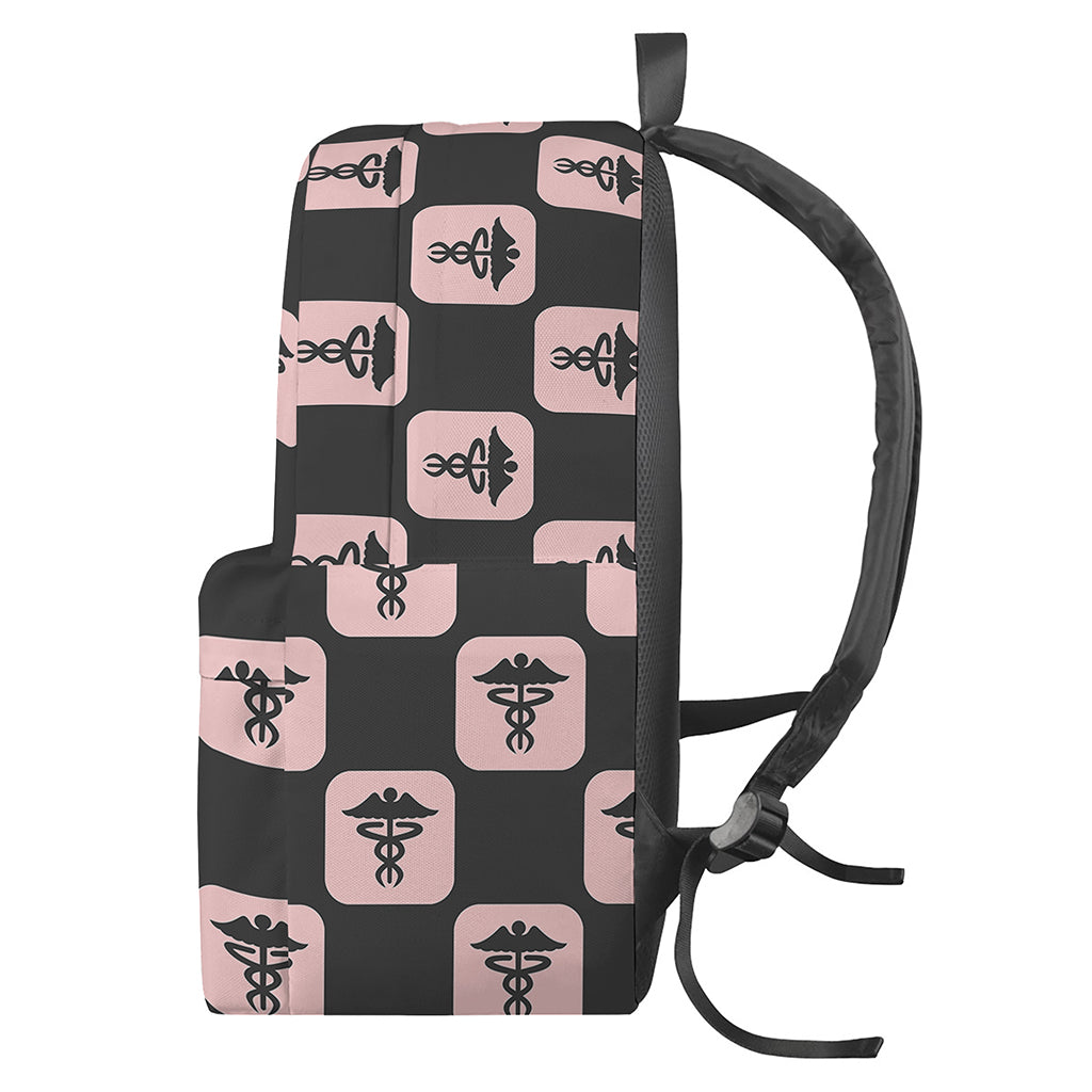 Caduceus Pattern Print Backpack