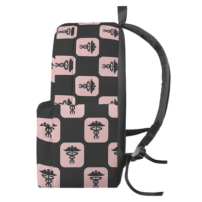 Caduceus Pattern Print Backpack