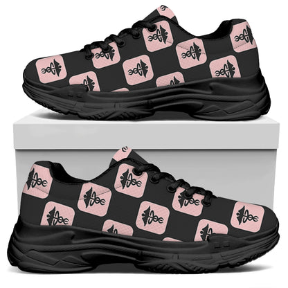 Caduceus Pattern Print Black Chunky Shoes