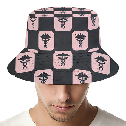 Caduceus Pattern Print Bucket Hat