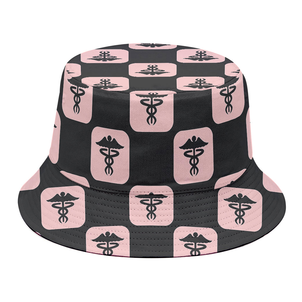 Caduceus Pattern Print Bucket Hat