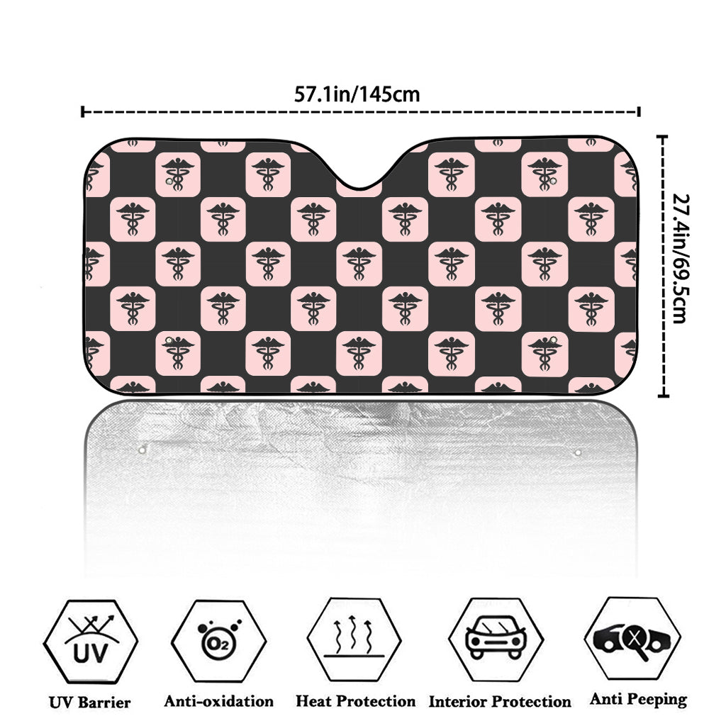 Caduceus Pattern Print Car Windshield Sun Shade