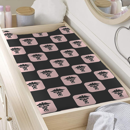 Caduceus Pattern Print Changing Pad Cover