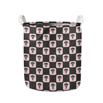 Caduceus Pattern Print Collapsible Laundry Basket