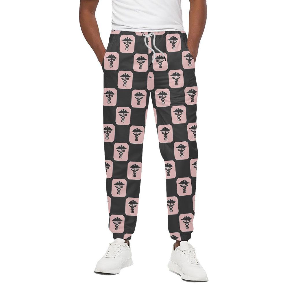 Caduceus Pattern Print Cotton Pants