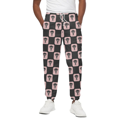 Caduceus Pattern Print Cotton Pants
