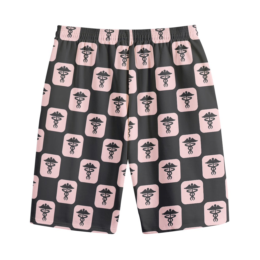 Caduceus Pattern Print Cotton Shorts