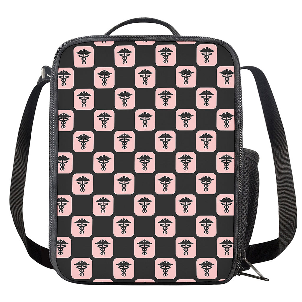 Caduceus Pattern Print Crossbody Lunch Bag