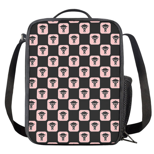 Caduceus Pattern Print Crossbody Lunch Bag