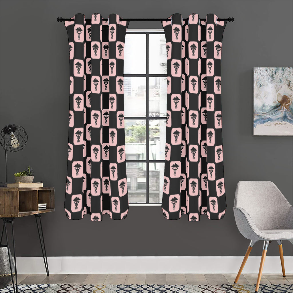 Caduceus Pattern Print Curtain