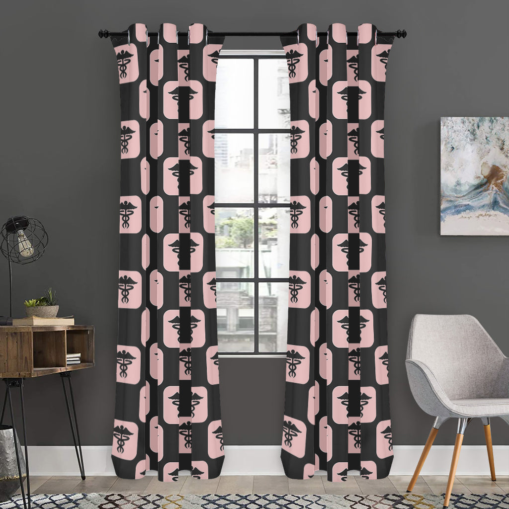 Caduceus Pattern Print Curtain