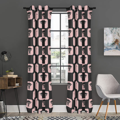 Caduceus Pattern Print Curtain