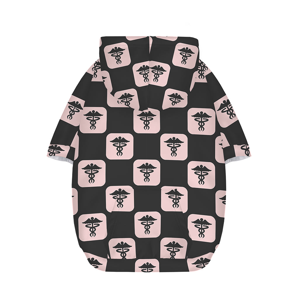 Caduceus Pattern Print Dog Zip Up Hoodie
