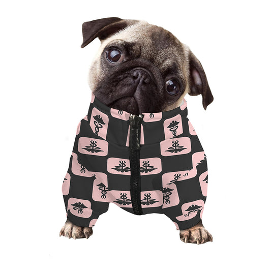 Caduceus Pattern Print Dog Zip Up Jacket