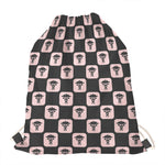 Caduceus Pattern Print Drawstring Bag
