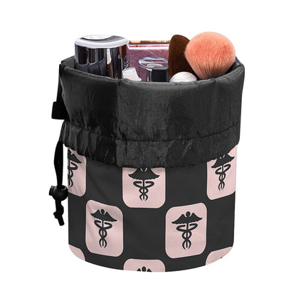 Caduceus Pattern Print Drawstring Makeup Bag