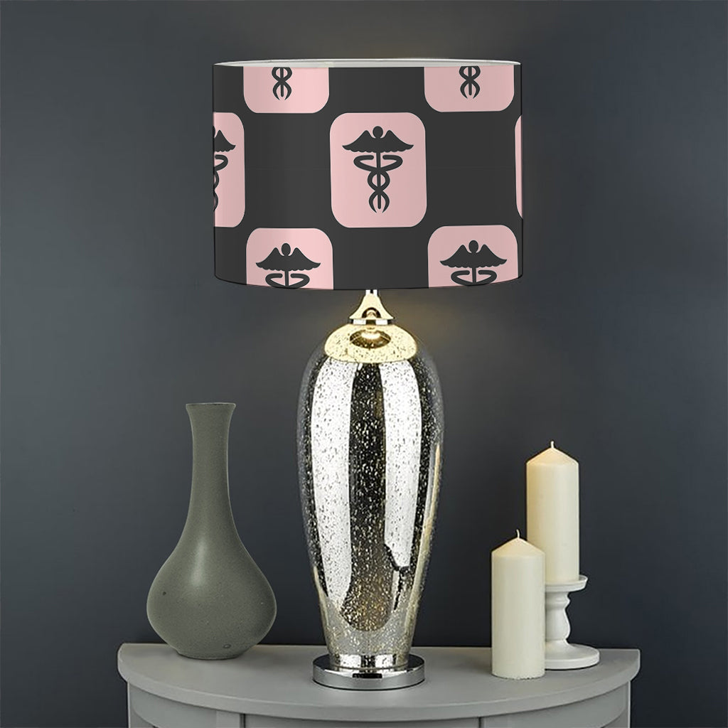 Caduceus Pattern Print Drum Lamp Shade