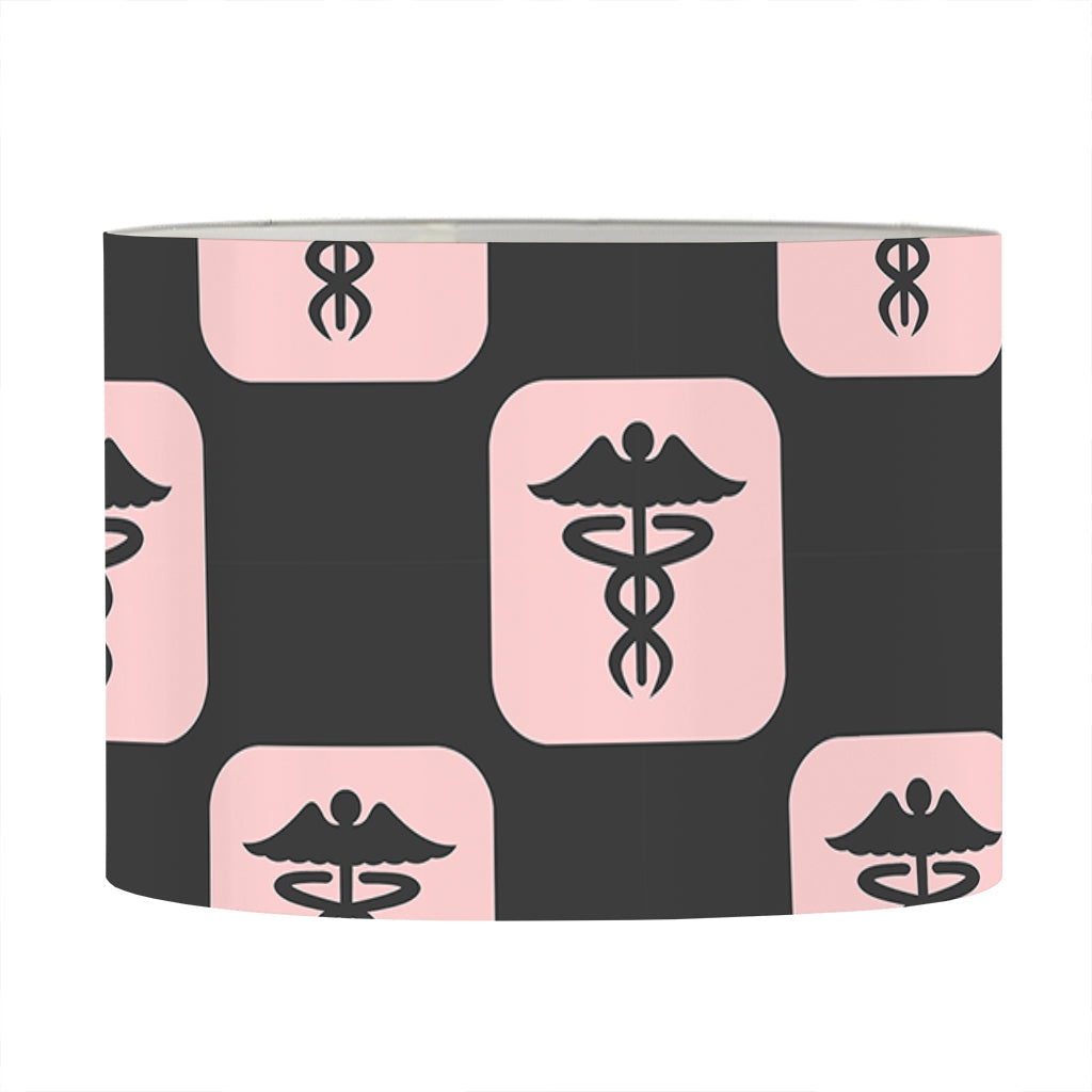 Caduceus Pattern Print Drum Lamp Shade