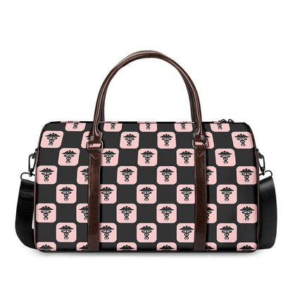 Caduceus Pattern Print Duffle Bag