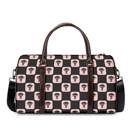 Caduceus Pattern Print Duffle Bag