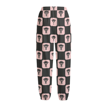 Caduceus Pattern Print Fleece Lined Knit Pants