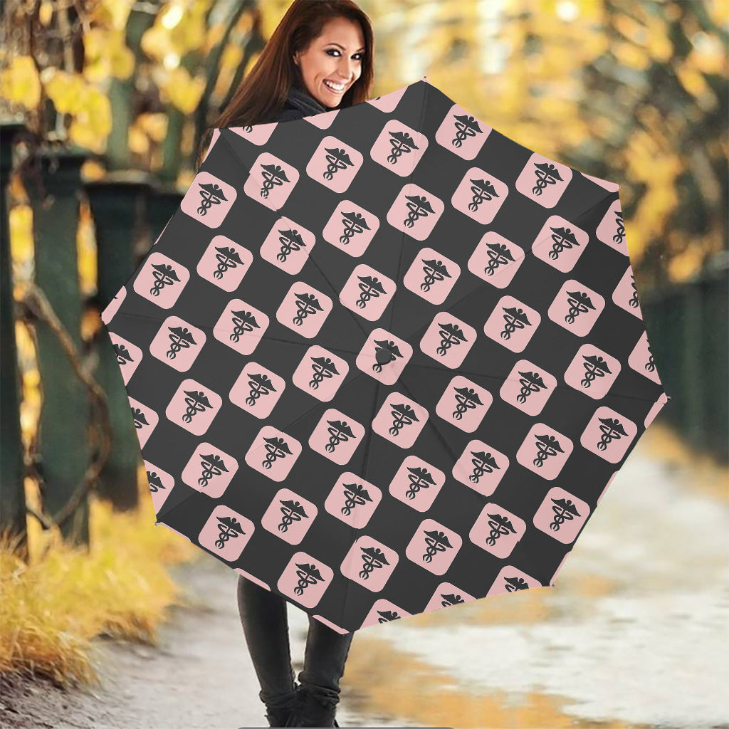 Caduceus Pattern Print Foldable Umbrella