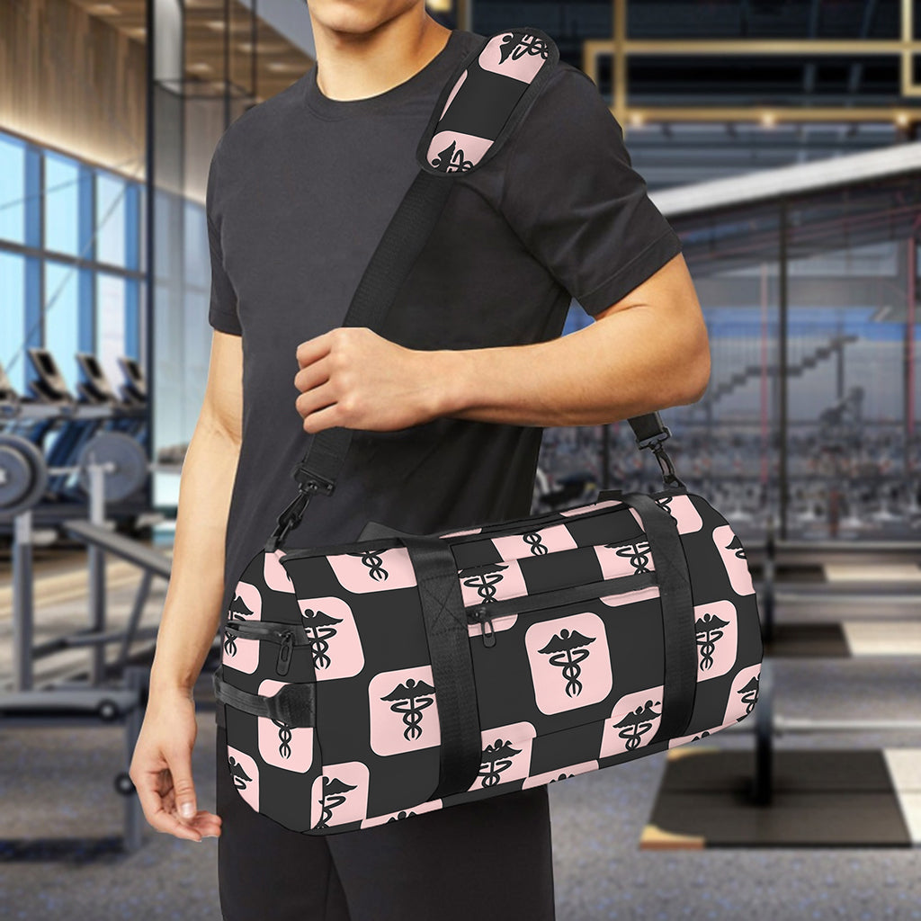Caduceus Pattern Print Gym Bag