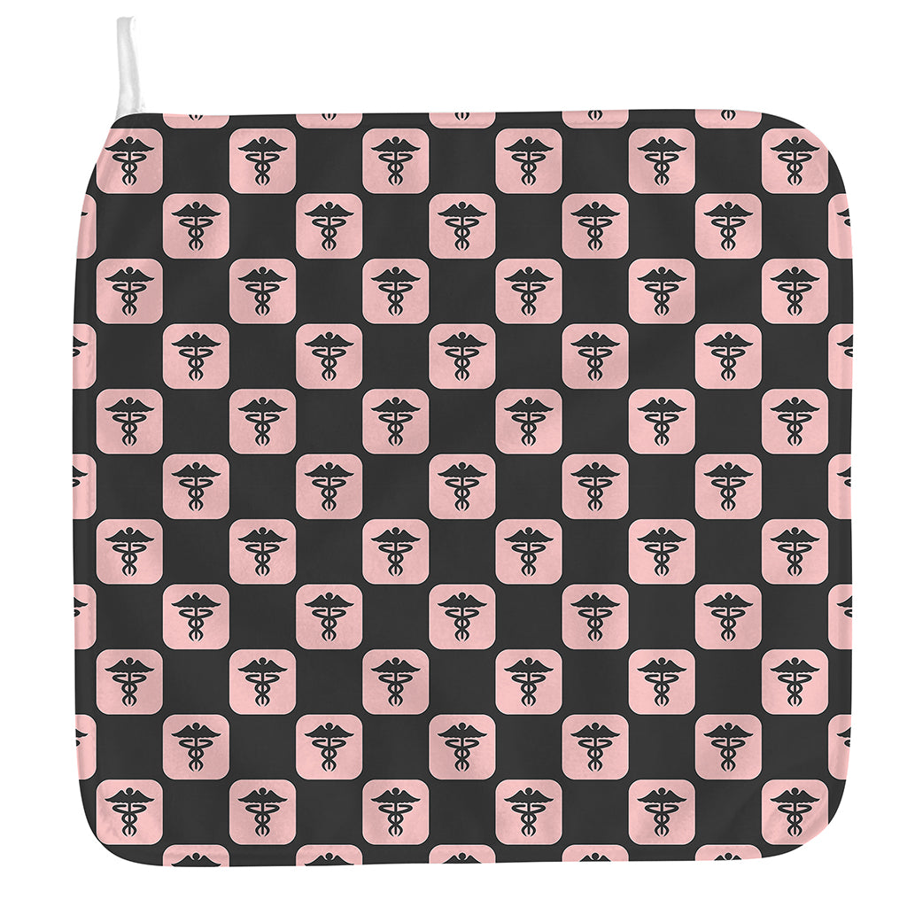 Caduceus Pattern Print Hand Towel