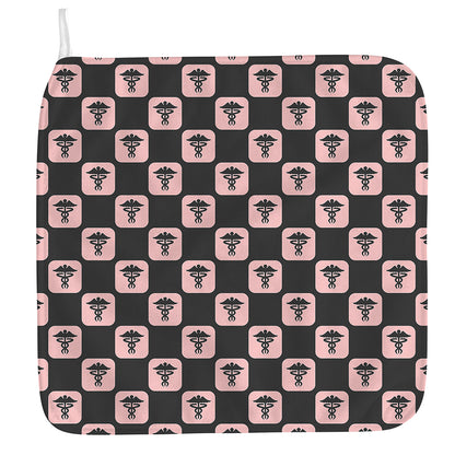 Caduceus Pattern Print Hand Towel