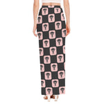 Caduceus Pattern Print High Slit Maxi Skirt