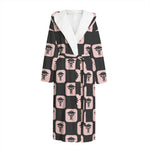Caduceus Pattern Print Hooded Bathrobe
