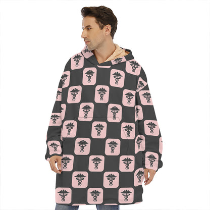 Caduceus Pattern Print Hoodie Blanket