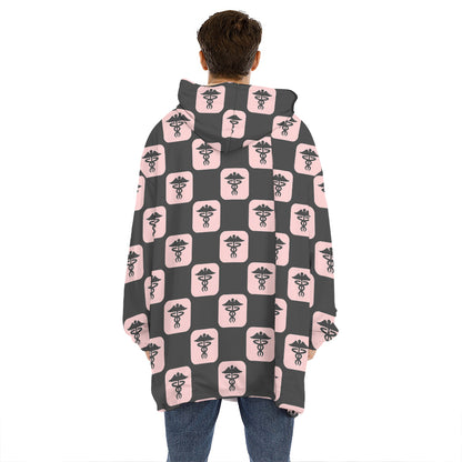 Caduceus Pattern Print Hoodie Blanket