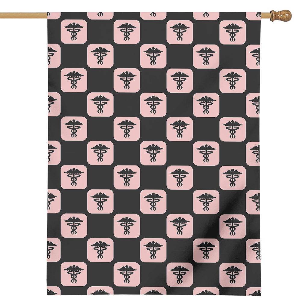 Caduceus Pattern Print House Flag