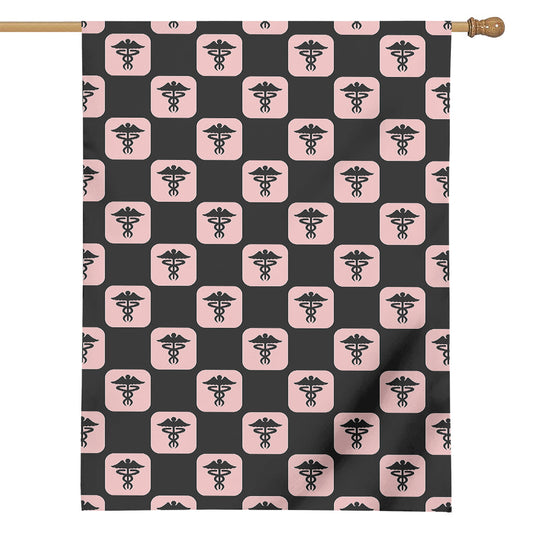 Caduceus Pattern Print House Flag