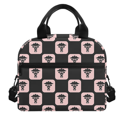 Caduceus Pattern Print Insulated Lunch Bag