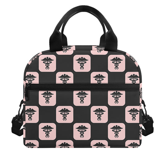 Caduceus Pattern Print Insulated Lunch Bag